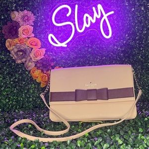 NWOT Kate Spade Veronique Pink Burgandy Bow Purse Snap Closure